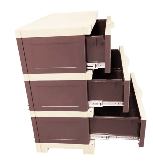 Supreme Fusion DR-3 Multipurpose Plastic Storage Chest of Drawer (Brown and Beige) - Image 3